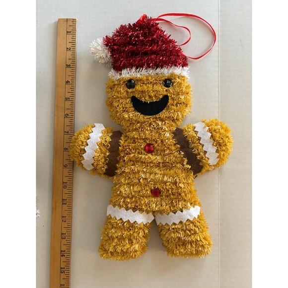 Lot of 8 Sparkly Tinsel Christmas Holiday Hanging Decor Gingerbread Man Penguin - Picture 8 of 10